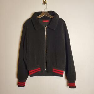 Teddy Bomber Jacket Black Red L n:Philanthropy Dark Academia Goth Emo Vamp Alt